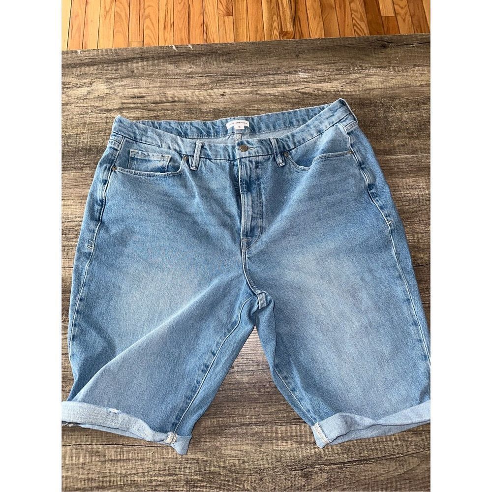 Good American Light Blue Denim Bermuda Shorts